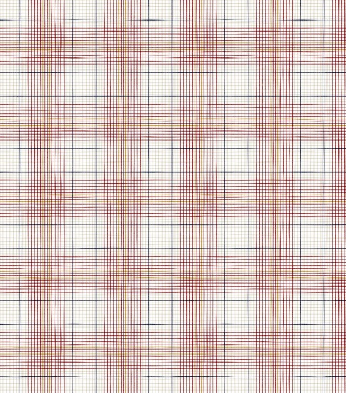 A tartan drawn in brush pen on cream paper